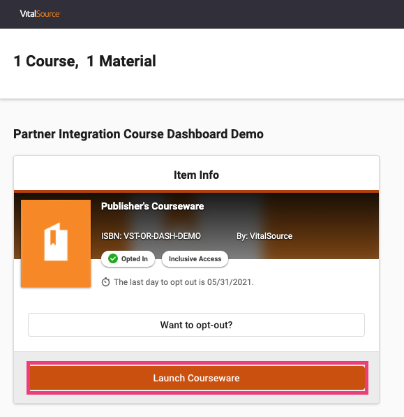 Launch courseware button