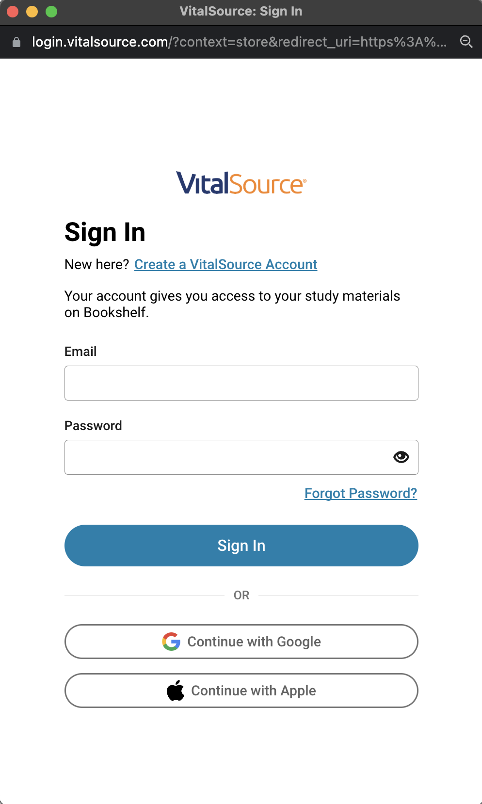 Create an account button or Log-in into your account