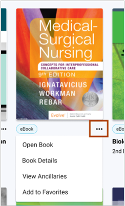 My library book dropdown menu close up