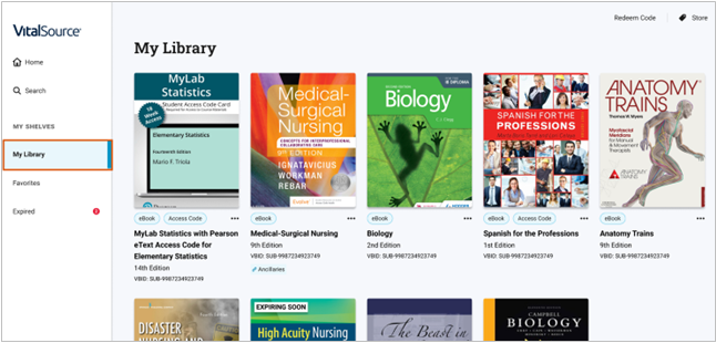 Bookshelf Home: My Library – VitalSource Support