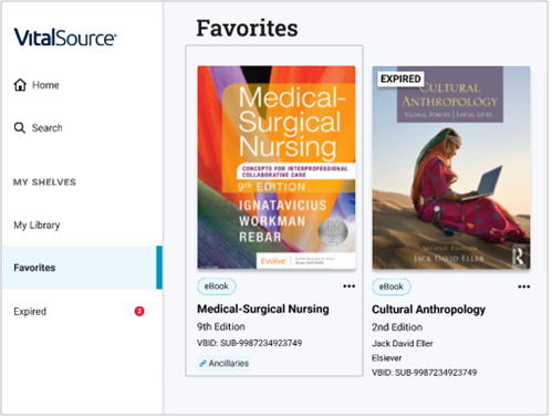 Bookshelf favorite tab screenshot