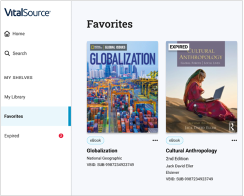 Bookshelf favorite tab screenshot