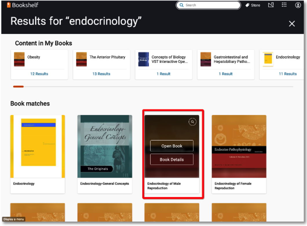 Search result pop-up window