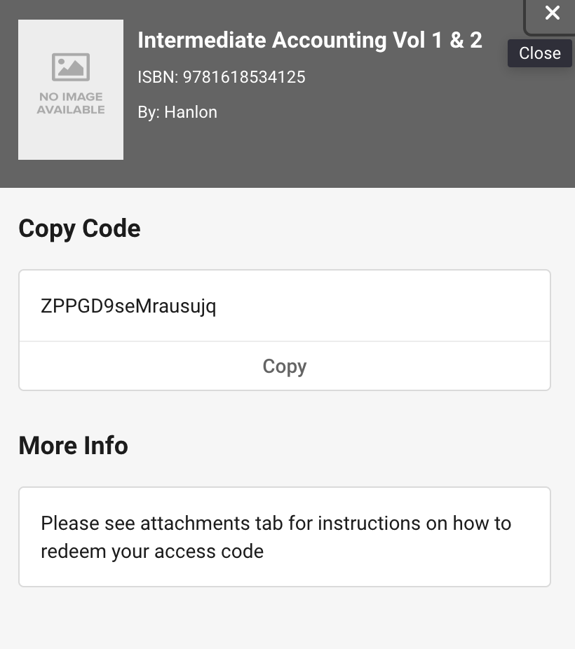 Copy access code button