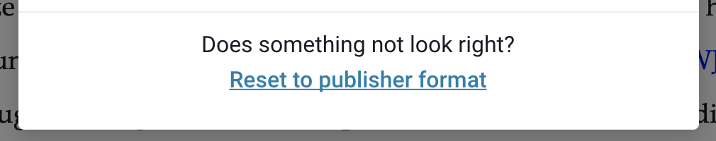 Reset to Publisher Format button