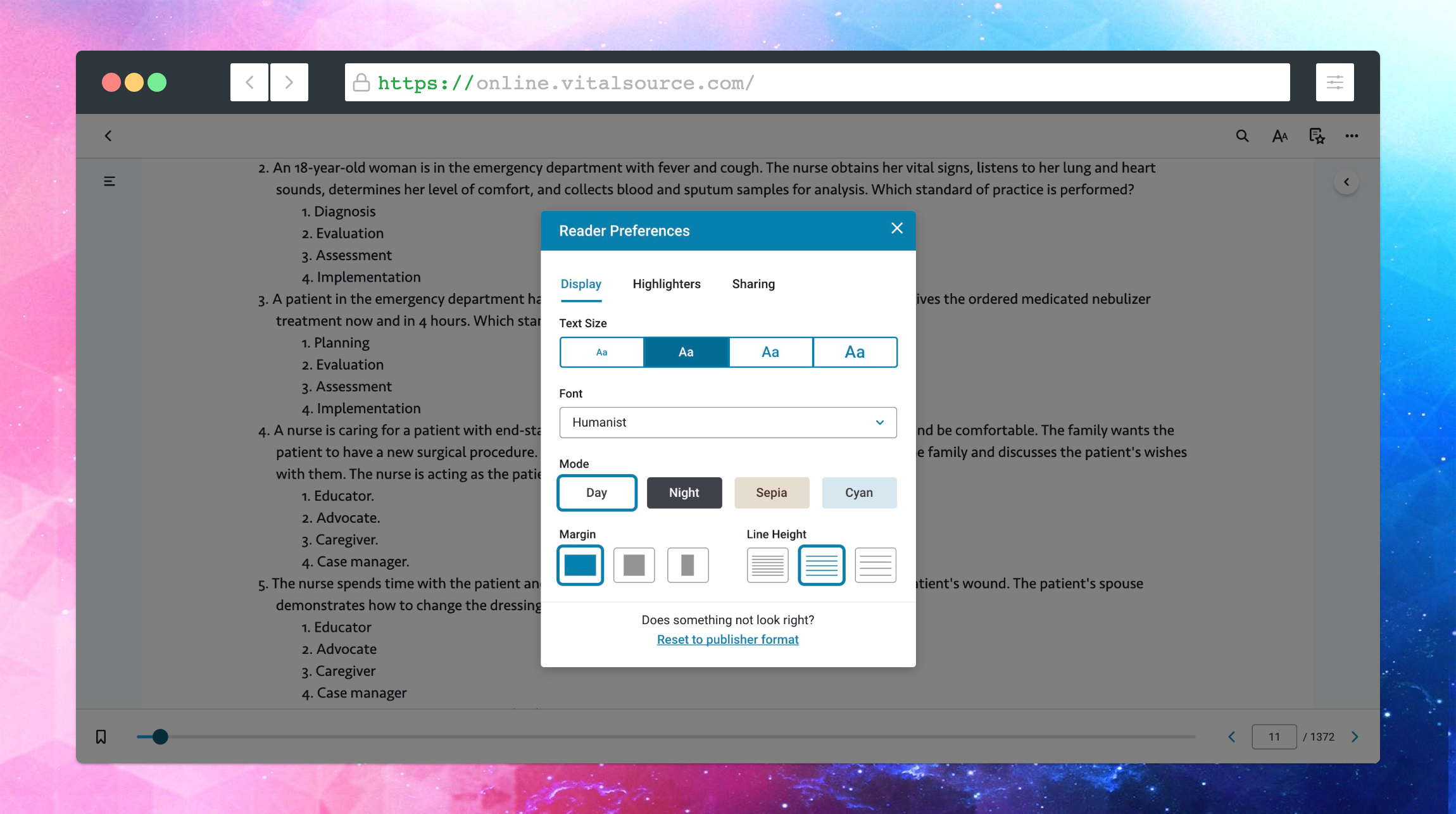 general Reader display options view