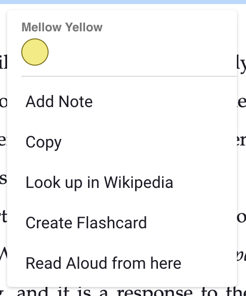 hightlight text options