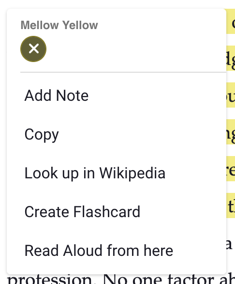 remove hightlight text options