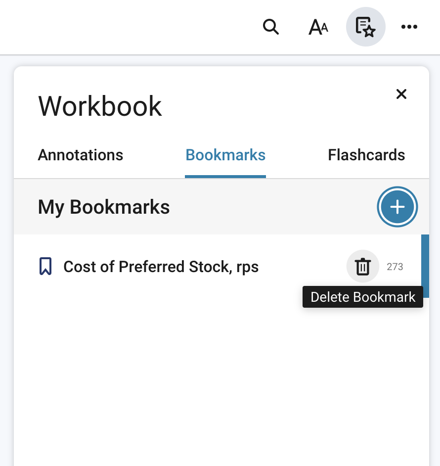 Workbook page delete bookmark
