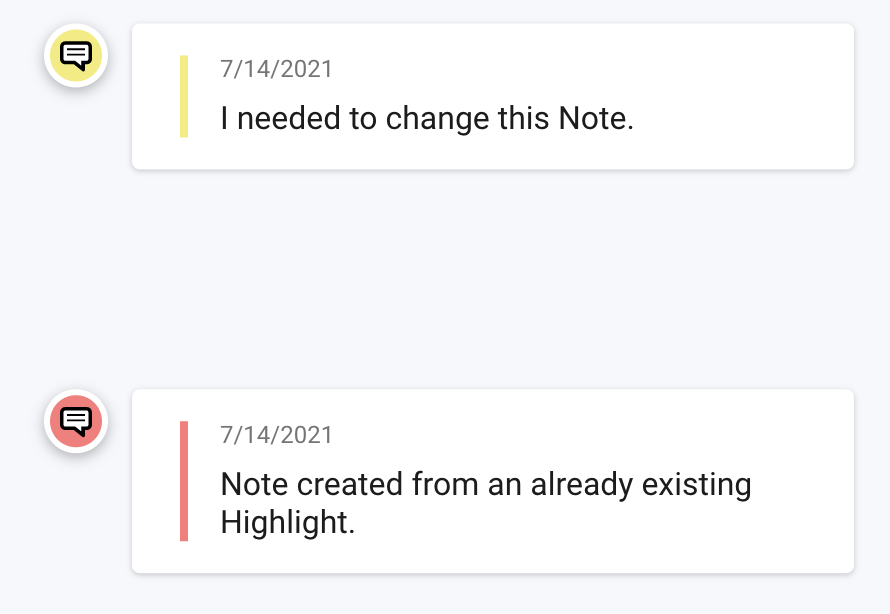 Change or edit an added note screen