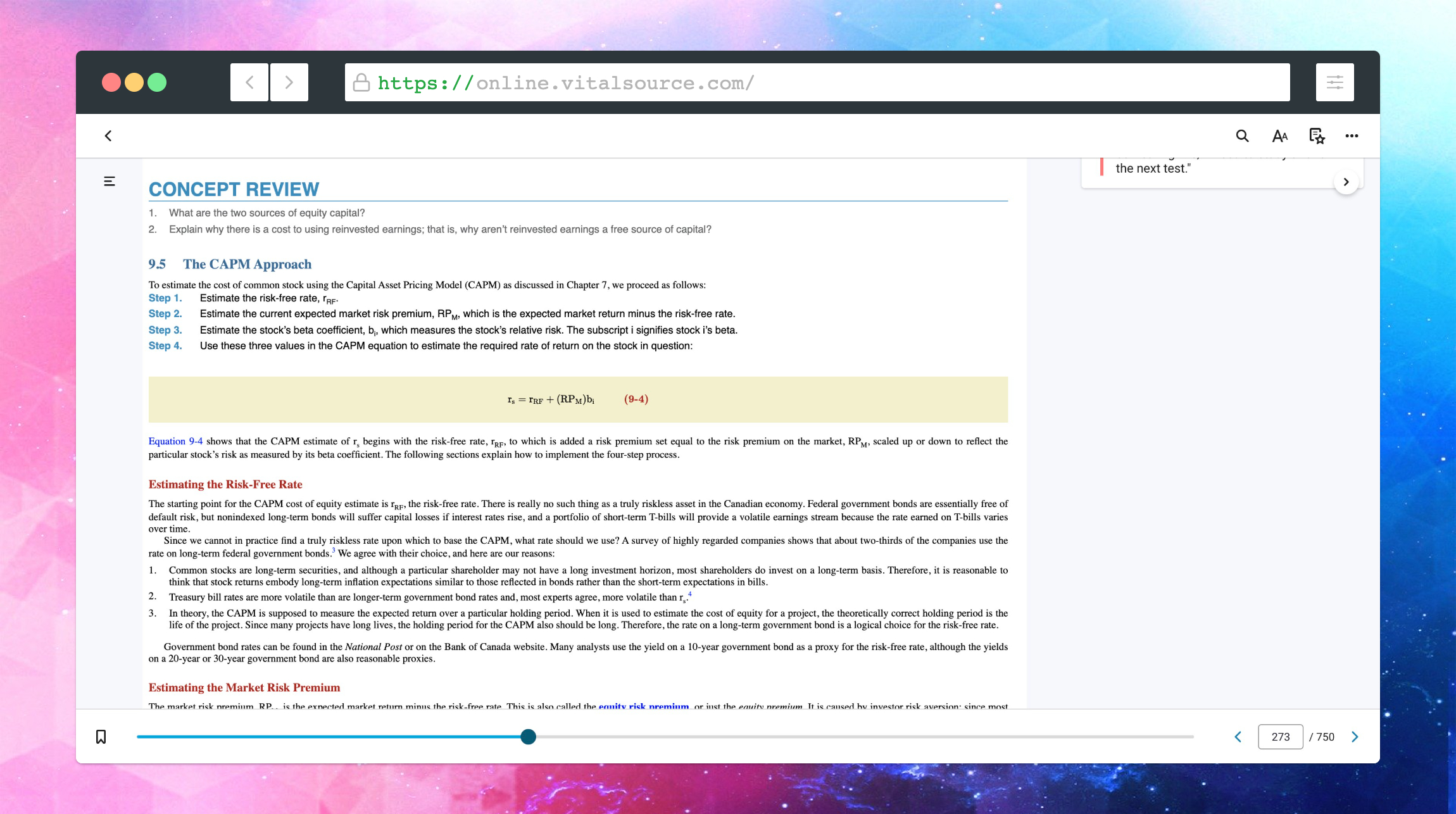 No notes on the margin on Etextbooks screenshot