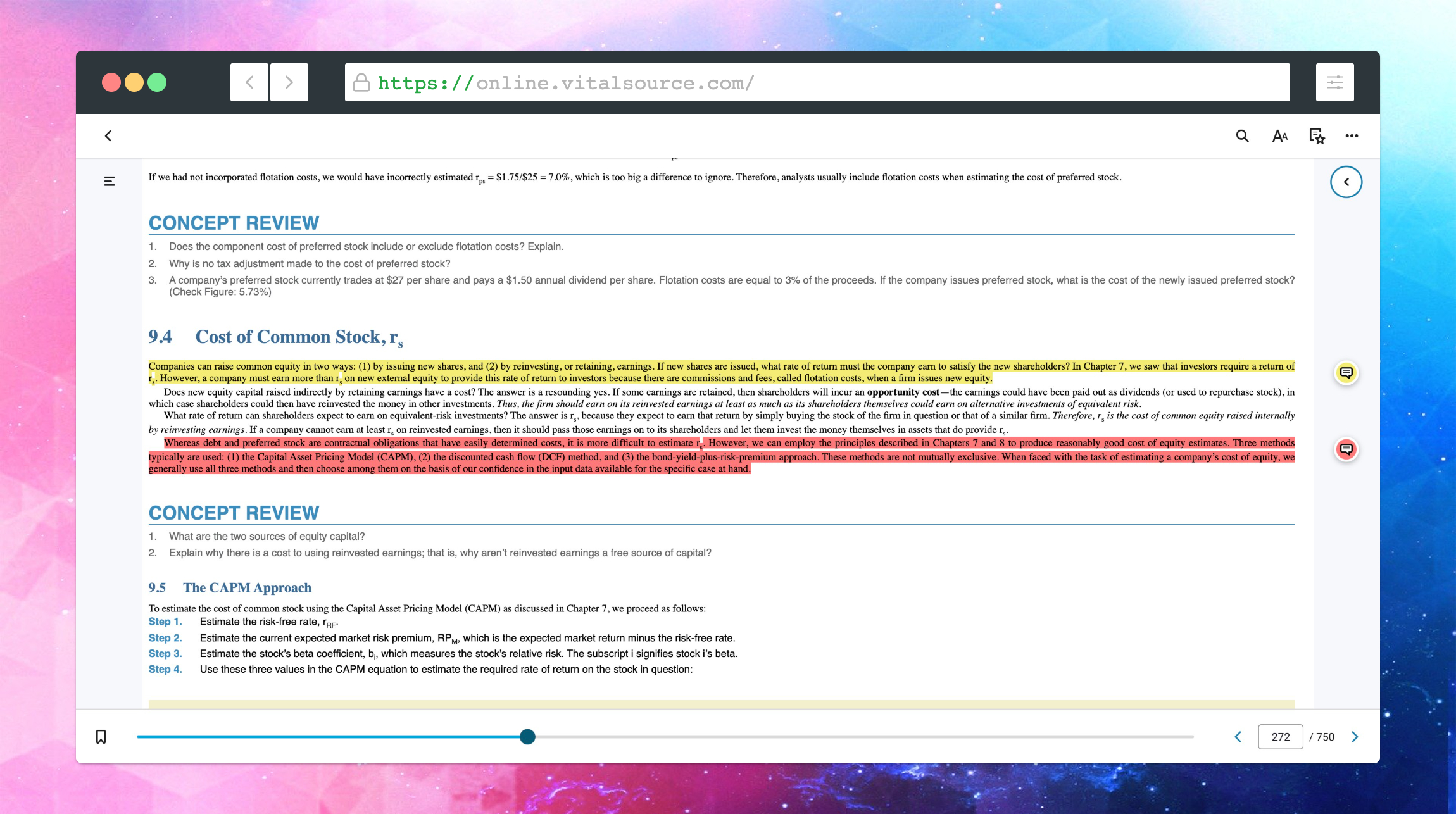 Full screenshot of the margin notes with notes available button