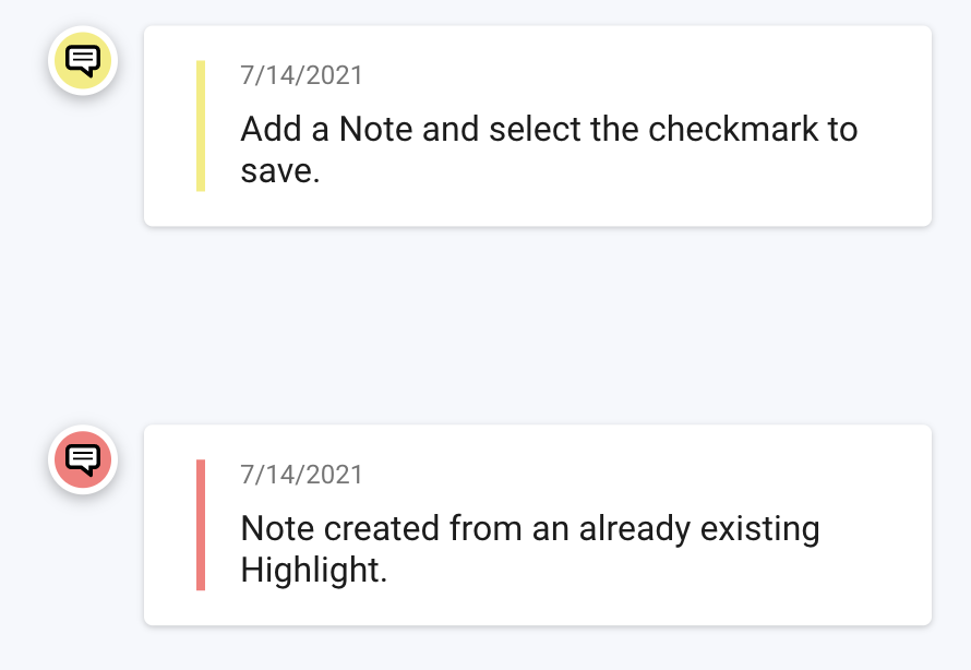 Change or edit an added note screen