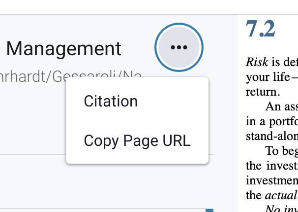 drop down menu of citation button