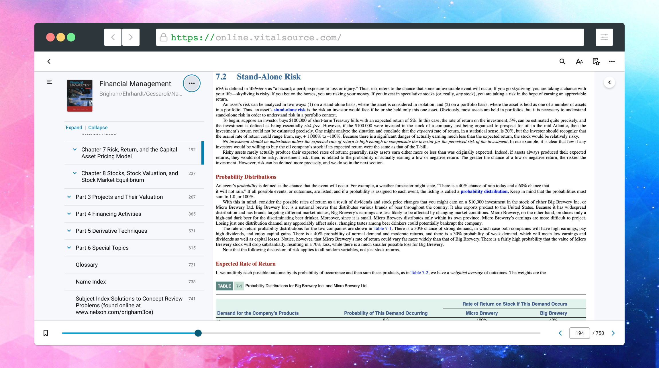 Etextbook screen with citation button