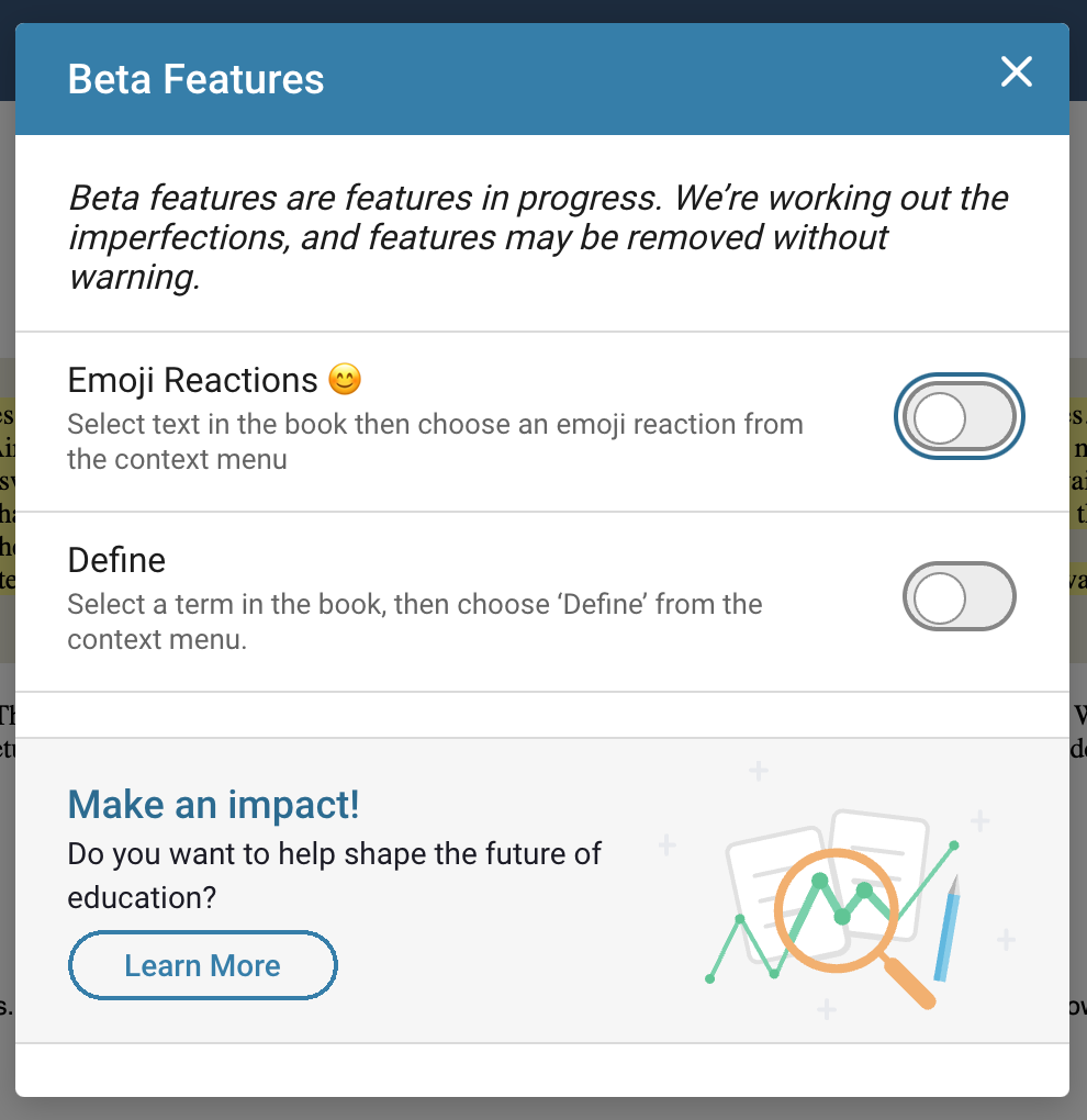 Beta features offers