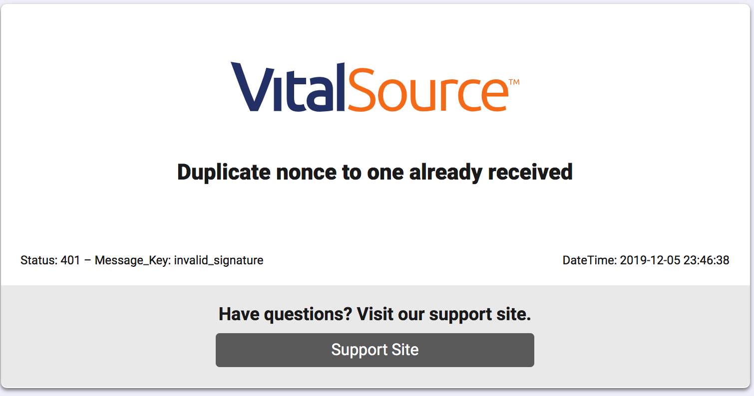 Invalid signature screen